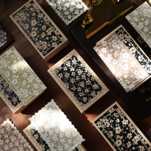 壹洱原创第16期【碎花便签印章】碎花边框红橡胶枫木手账印章