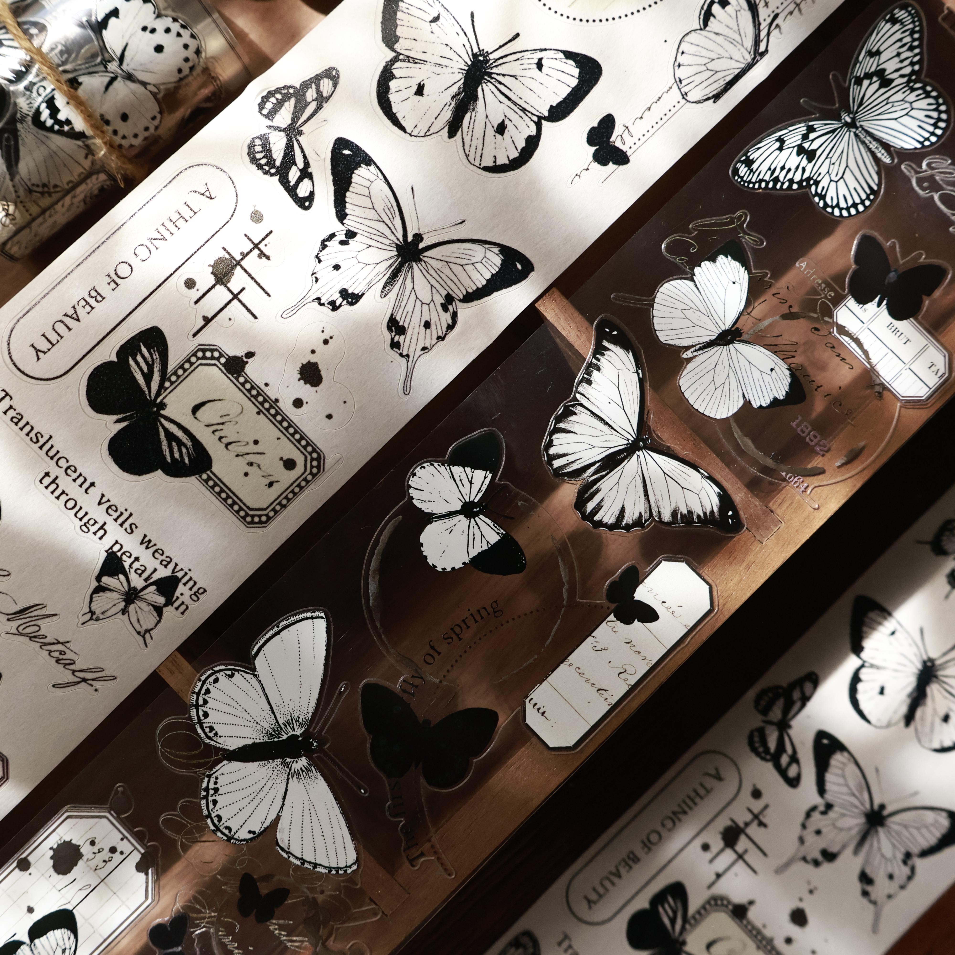 手账轻复古打底蝴蝶切模胶带贴纸