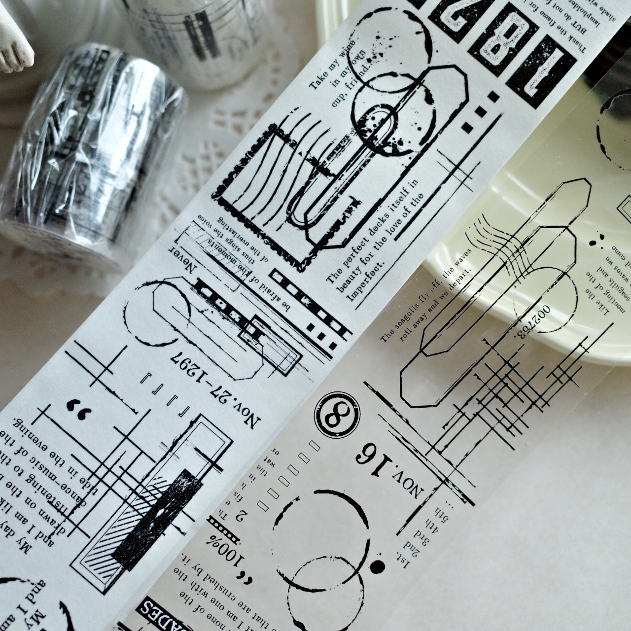 原创和纸胶带打底轻复古pet贴纸