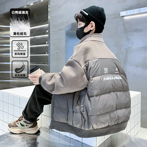 男童羽绒服冬季2023新款轻薄款中大童白鸭绒男孩正品儿童冬装外套