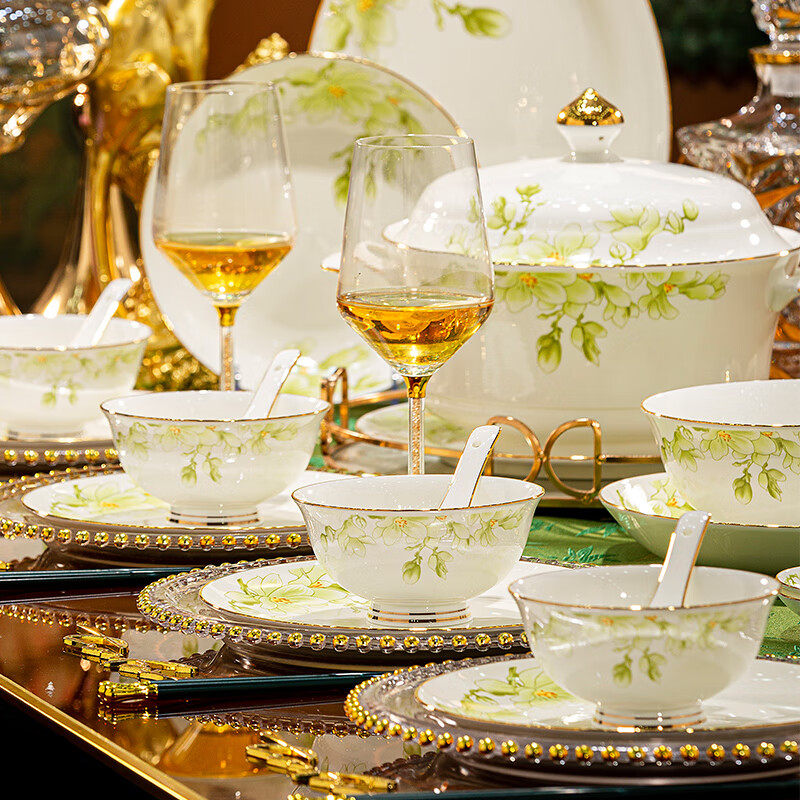 景德镇餐具整套轻奢高档骨瓷碗碟套装家用乔迁礼物陶瓷碗筷盘组合,餐饮具,碗,淘宝优惠券,粉丝福利购,淘宝优惠卷