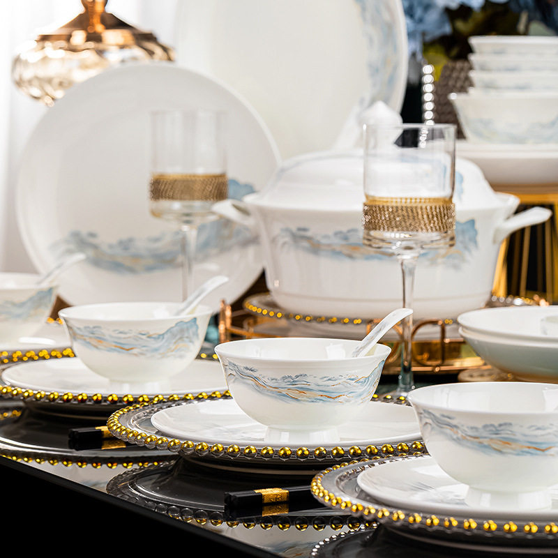 景德镇高端陶瓷餐具2026新款中式碗碟套装家用高级感碗盘活动送礼,餐饮具,碗,淘宝优惠券,粉丝福利购,淘宝优惠卷