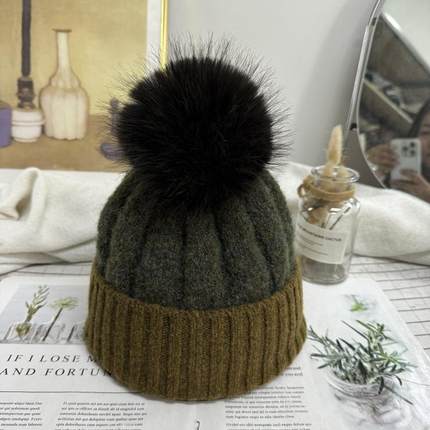 秋冬保暖毛线帽女韩国东大门代购时尚休闲大毛球加厚保暖防寒帽潮