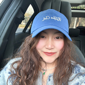 1.10现货蓝色棒球帽女韩国东大门代购 时尚 休闲软顶薄棉字母鸭舌帽