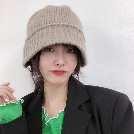 帽子女毛线渔夫帽秋冬韩版百搭韩国东大门代购时尚休闲保暖针织帽