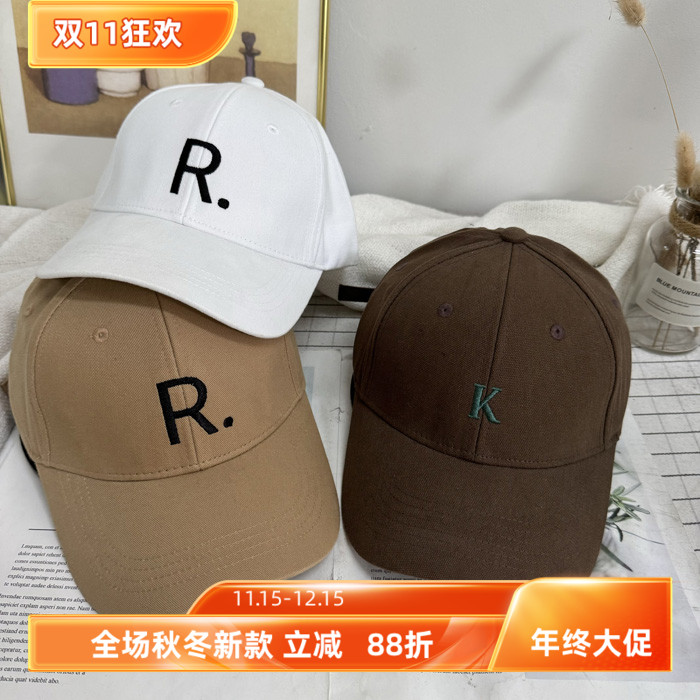 韩国代购字母R硬顶棒球帽春夏