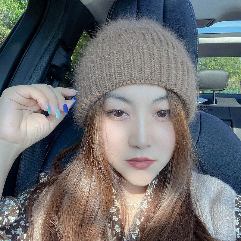 2.25现货帽子女兔毛毛线帽秋冬新款韩国东大门代购休闲保暖针织帽