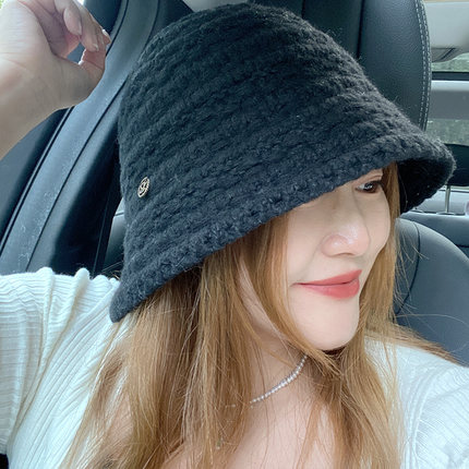 2.27现货冬毛线帽韩国东大门代购时尚休闲羊毛混纺毛线渔夫帽百搭