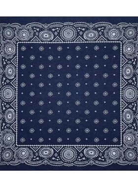 英国单Bandana 靛蓝色纯棉复古花卉佩斯利花纹小方巾头巾发带围巾