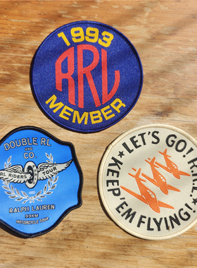 RRL进口刺绣布贴DOUBLE RL补丁徽章贴章百搭衣饰贴辅料补章带背胶