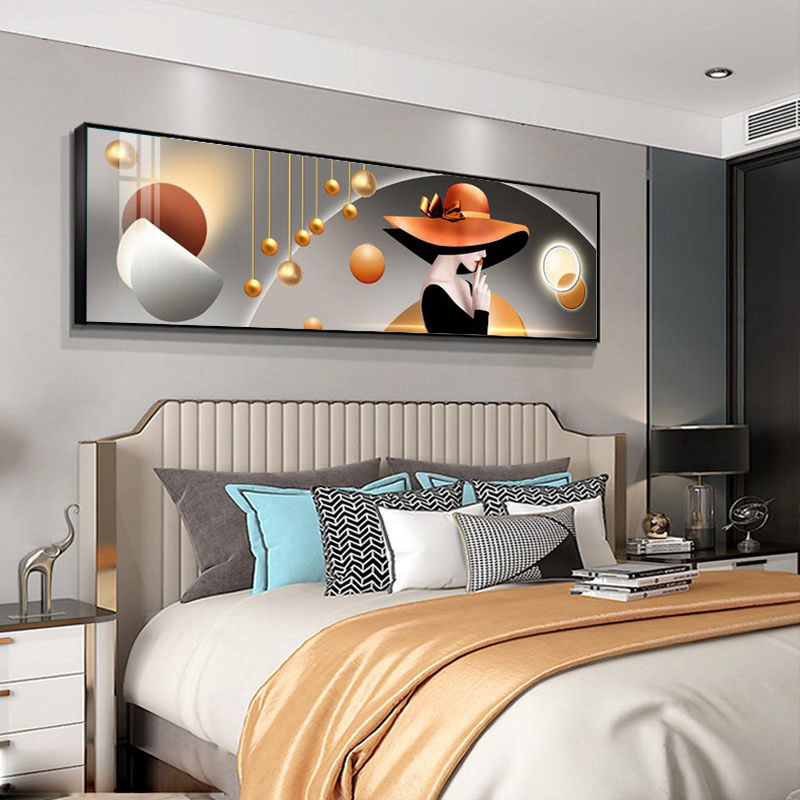 2025新款卧室床头画客厅沙发背景墙装饰画客房主次卧挂画横款晶瓷