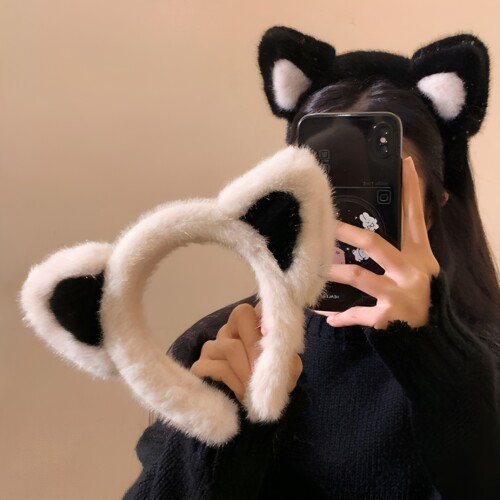 甜美猫耳毛绒发箍高颅顶显脸小