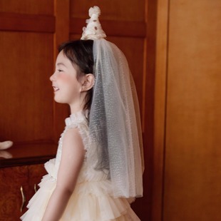 生日帽女童公主生日帽网纱尖尖帽发箍公主头纱发饰头箍发夹