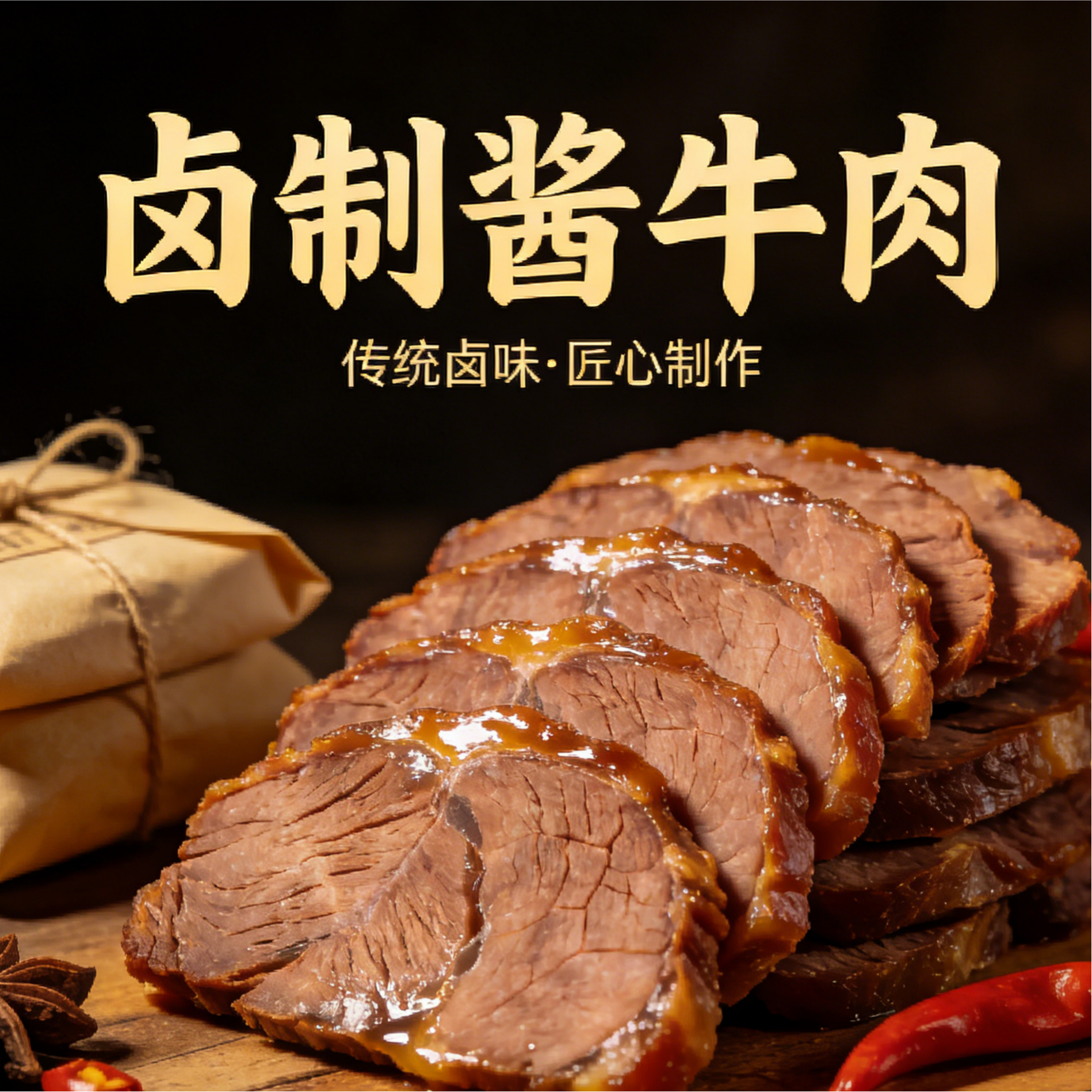 内蒙古酱牛肉熟食真空特产开袋即食五香卤牛肉零食下酒菜非牛腱子