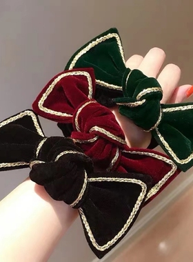 百搭王黑色丝绒法式复古大蝴蝶结大肠发圈发绳ins头饰