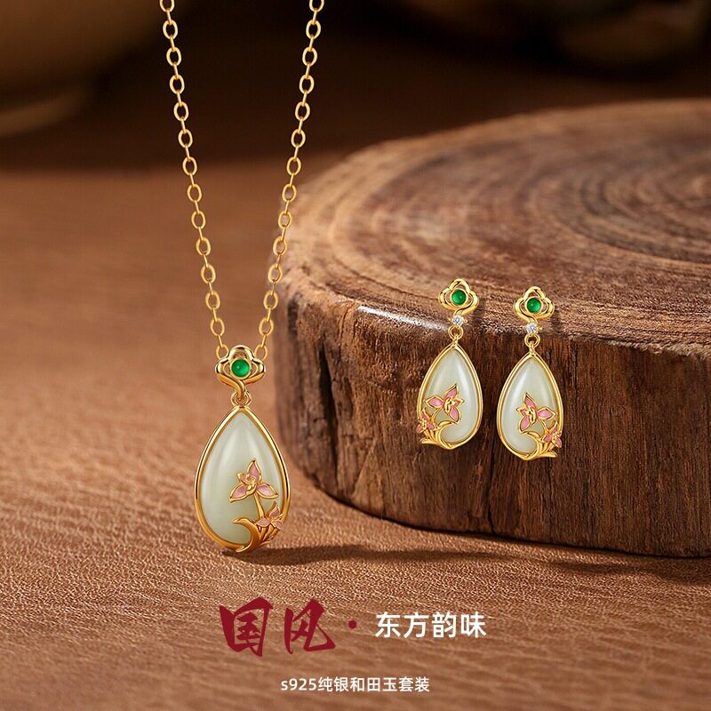 东方韵味S925纯银项链耳饰新中式