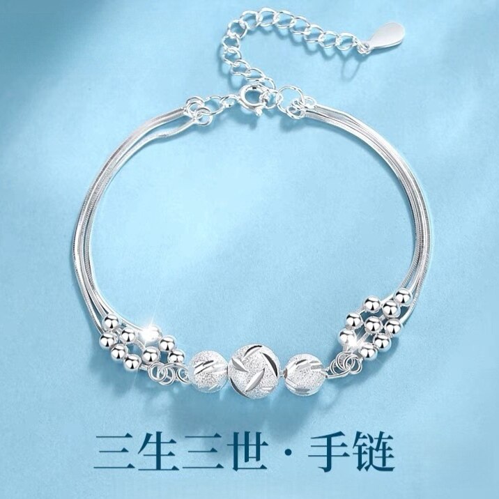 S999足银三生三世多层转运珠手链