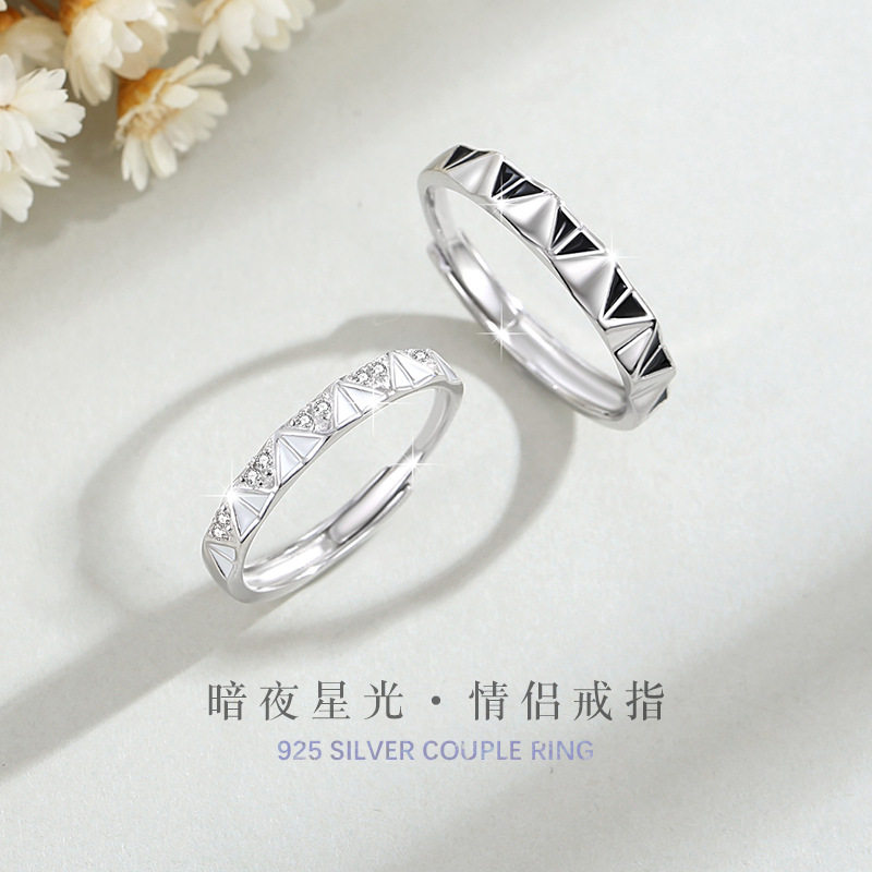 爱心纯银925情侣戒指男女时尚百