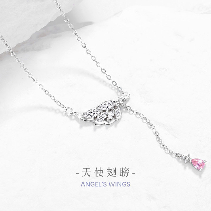天使之翼纯银925项链女小众设计