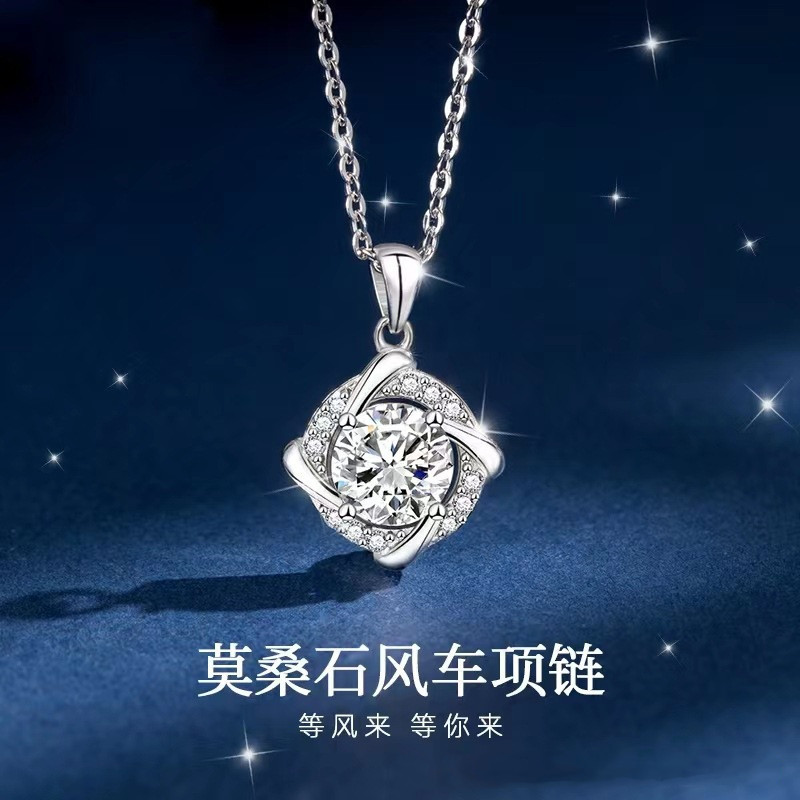 S925纯银风车项链女韩版新品仿真