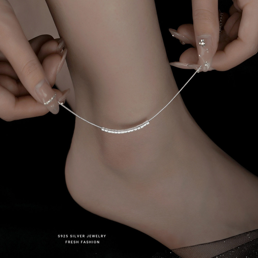 S925纯银几何小方块女简约小众轻