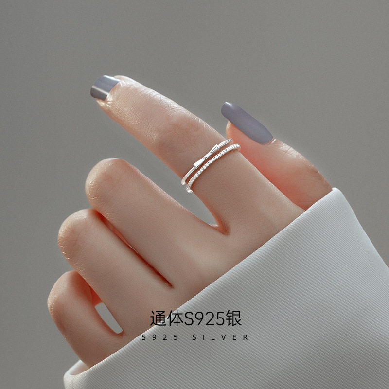 榕树下S925银小清新韩版蝴蝶结戒