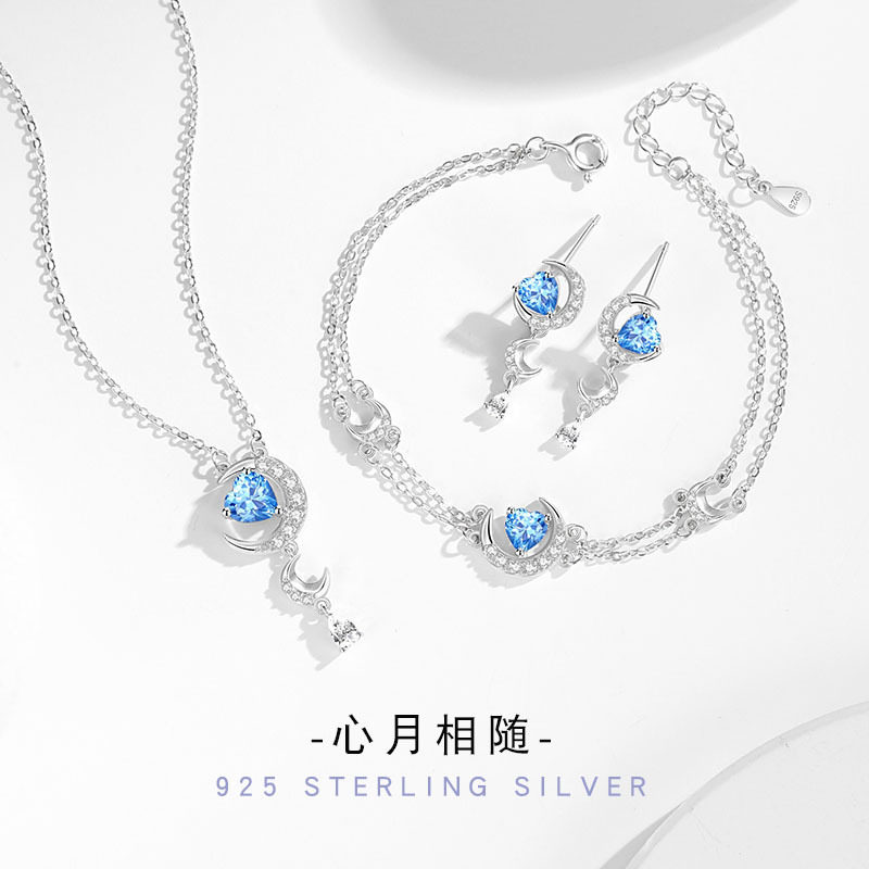 月亮纯银925项链女小众设计高级