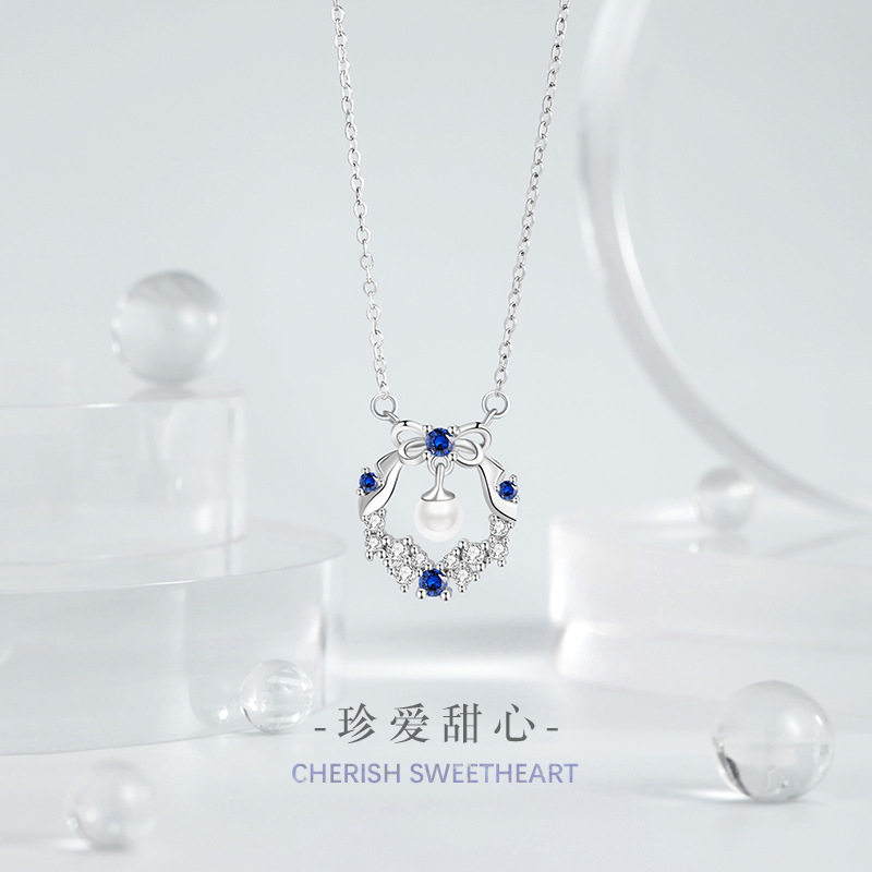 蝴蝶结纯银925项链女小众设计轻