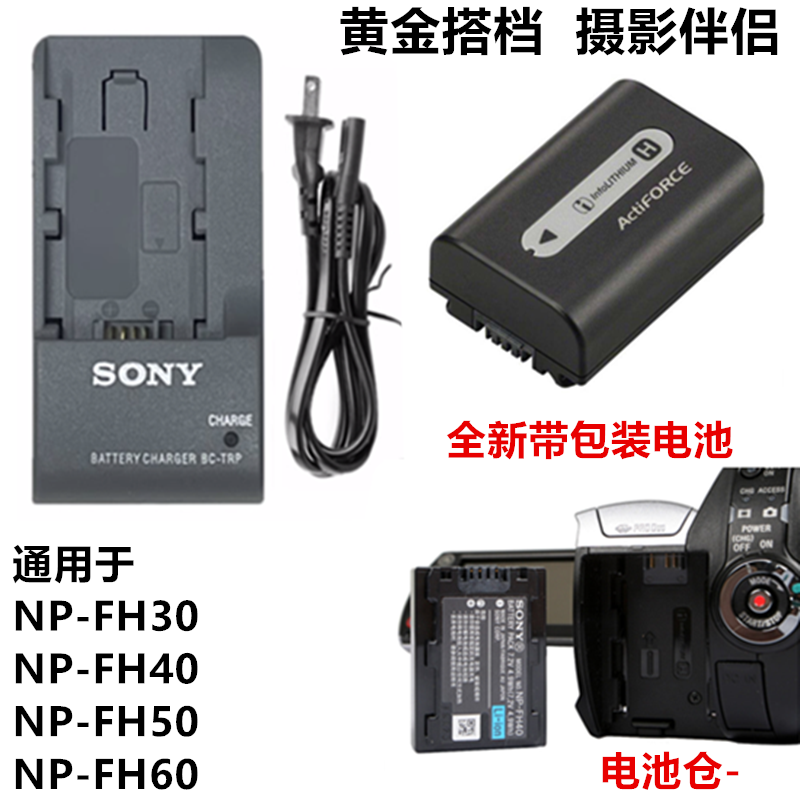索尼HDR-TG1E TG3 TG3E TG5 TG7摄像机NP-FH50电池+充电器NP-FH40