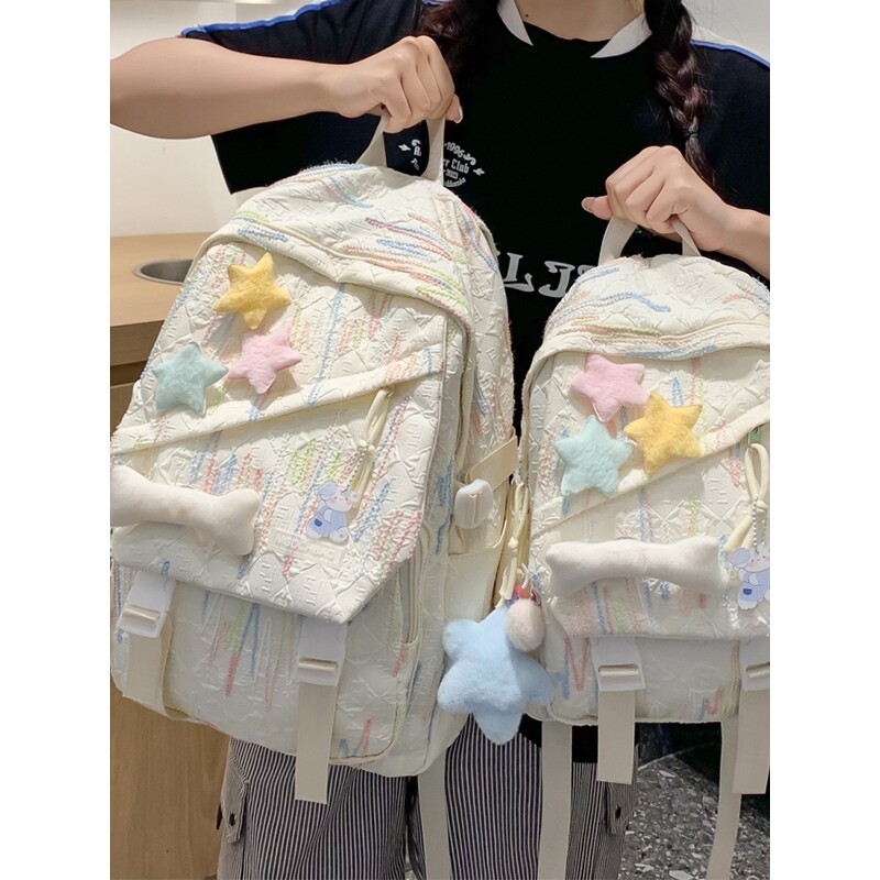 法国书包初中女生高颜值小众背包小学生可爱大容量轻便双肩包夏季