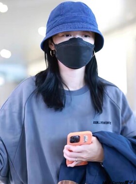 Mad Cortes韩版高级感水洗棉圆顶短檐渔夫帽子女显脸小水桶盆帽潮