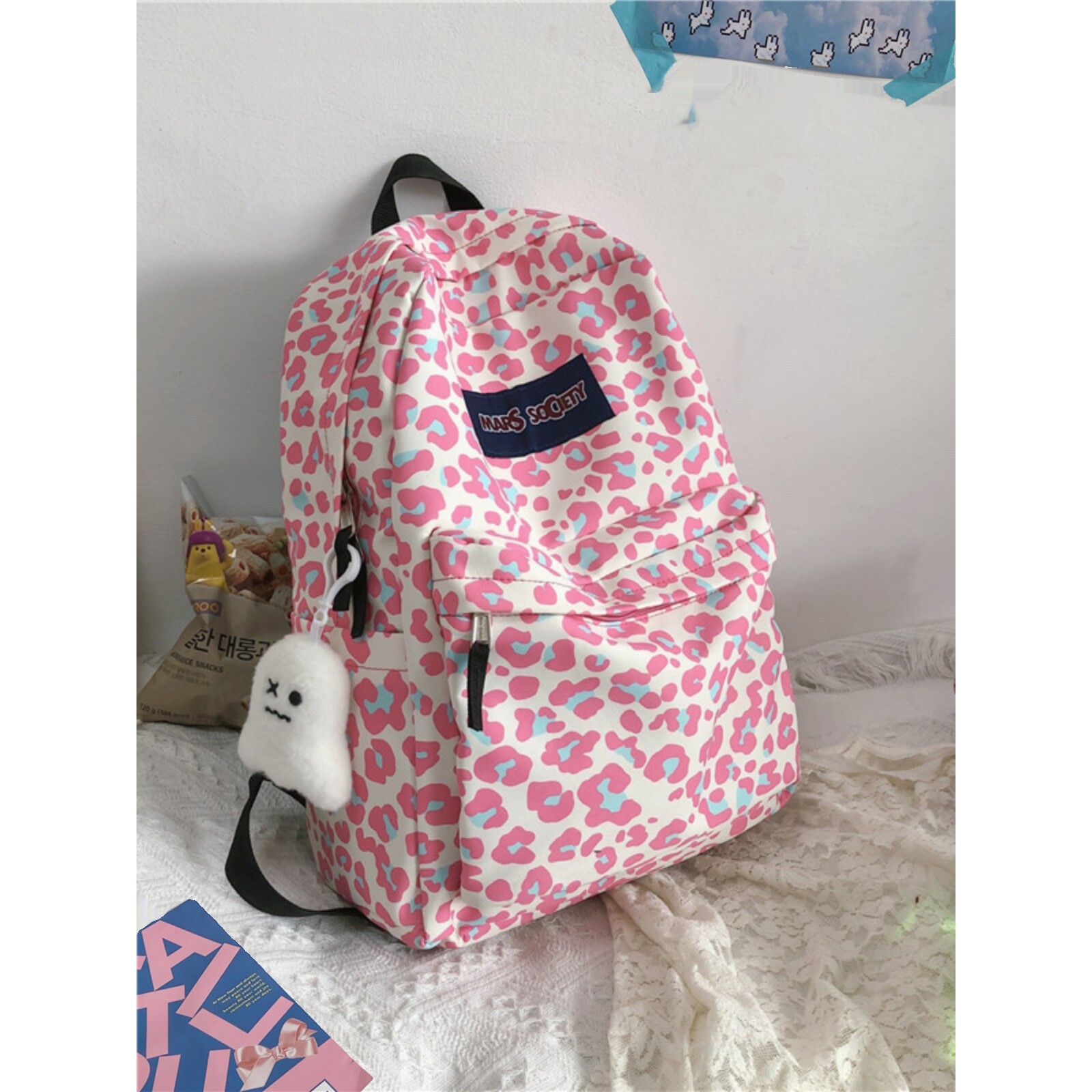 法国Fad Sincgo书包初高中生双肩包新款豹纹背包大学生时尚电脑包