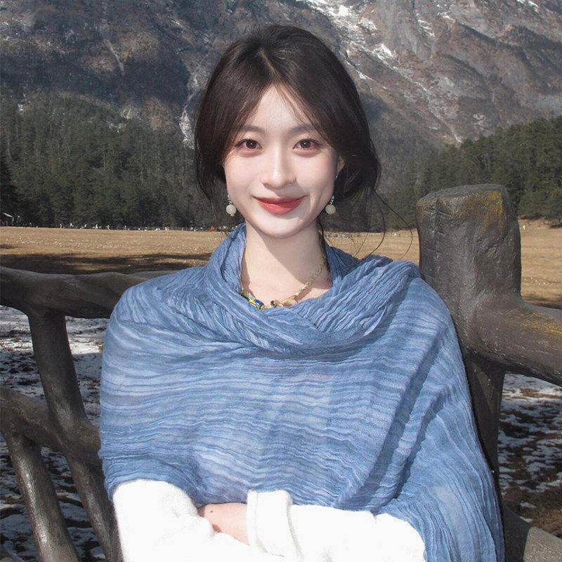 法国Coor Keva民族风文艺薄围巾女大西北川西旅游丝巾氛围感披肩