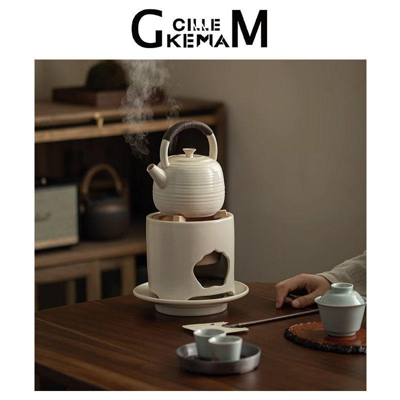 日本GM煮茶炭苏打釉围炉煮茶陶壶室内家用户外养生壶烤火炉煮茶器