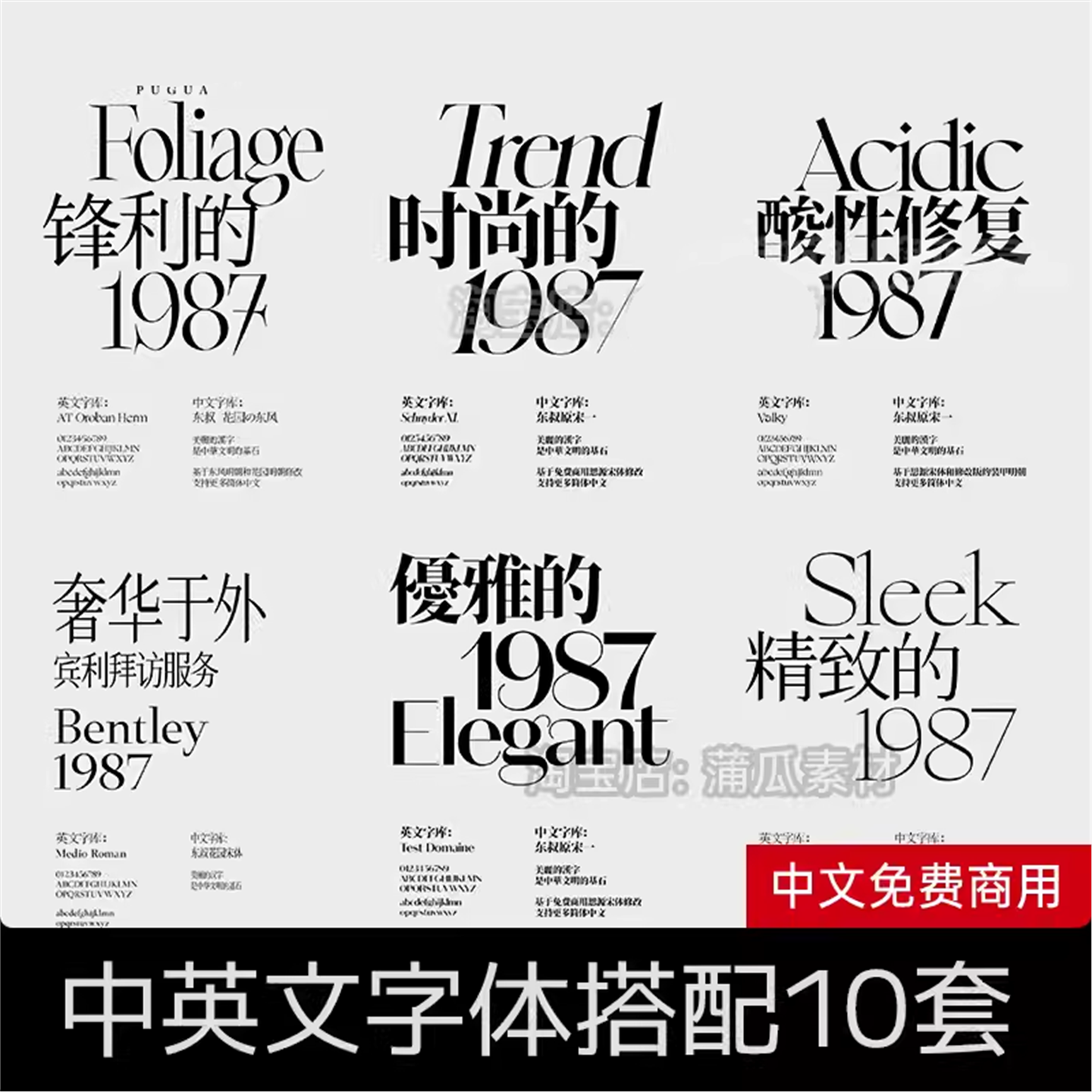 免费可商用字体包下载酸性字库中英文衬线字体Ps/Pr/Ai/Procreate