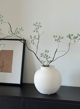 中古装饰摆件陶瓷花瓶仿真植物复古高级感乔迁礼物民宿客厅插花