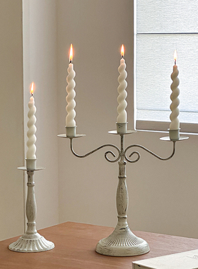 复古欧式铁艺多头烛台客厅餐桌氛围感长蜡烛装饰桌面摆件拍照道具