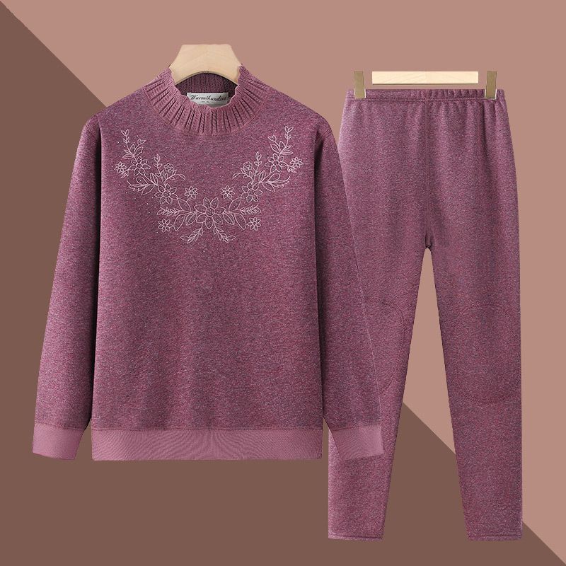 妈妈秋冬装加绒加厚保暖