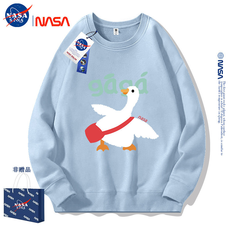 NASA潮牌圆领卫衣无帽重磅春秋薄款女款长袖2025新款爆款外套