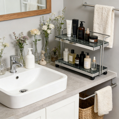 轻奢大理石置物架桌面浴室卫生间洗漱台护理用品洗漱套具收纳架子