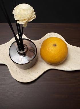 天然洞石摆件水果托盘香薰首饰收纳盘子高级感居家大理石工艺品