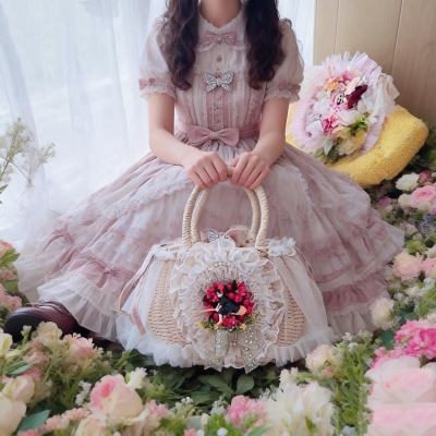 花仙子公主粉色少女可爱doll感佩甜美Lolita的蕾丝包包