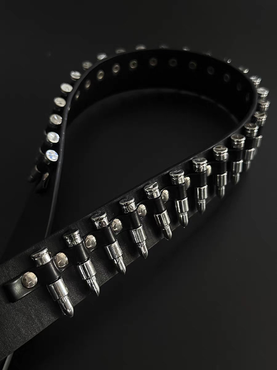 Vanan 金属子弹黑色皮带高级设计感时尚秀场腰带男女小众穿搭单品