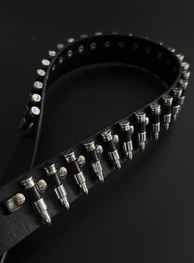 Vanan 金属子弹黑色皮带高级设计感时尚秀场腰带男女小众穿搭单品