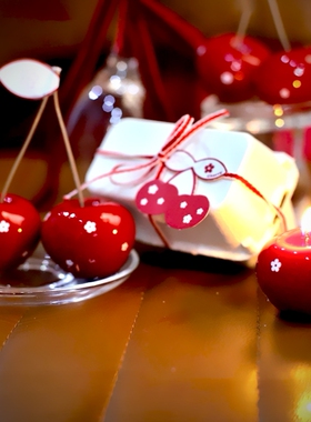 香薰蜡烛生日礼物新年装饰摆件新年仿真水果樱桃伴手礼拍摄小道具