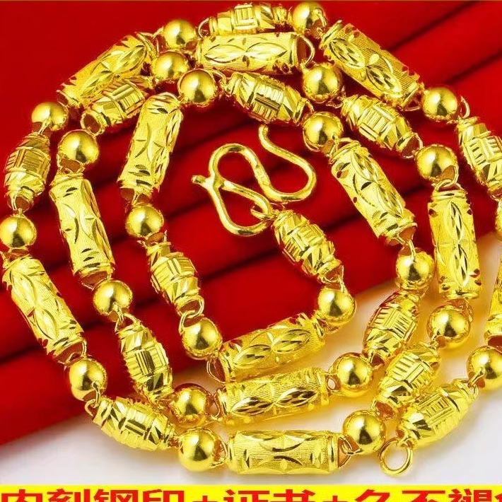 项链霸气圆柱金黄色泰国