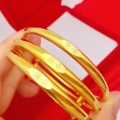 正品 沙金手镯女仿黄金色520遇见一生一世气质百搭3D情人节送礼