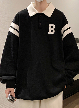 2025 春季新款 港风外景大码320克刺绣翻领卫衣M-5X HW23678-P55