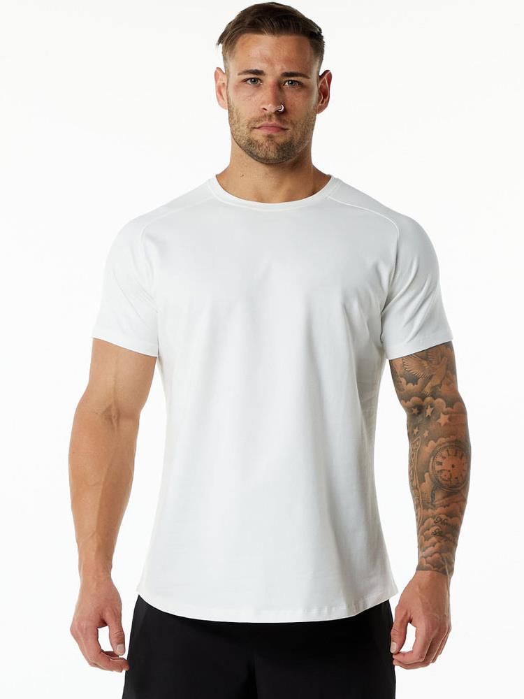 2023欧美夏季大码运动健身短袖男士圆领纯色休闲T恤Men's T-Shirt