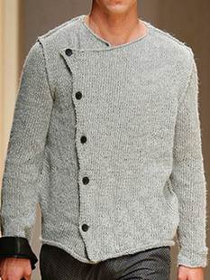 2023秋冬欧美范斜门襟粗针针织衫男士开衫毛衣外套Men's knitwear